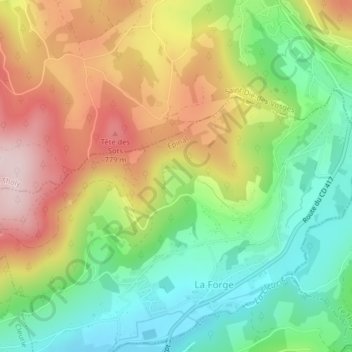 Topografische kaart La Cotiande, hoogte, reliëf