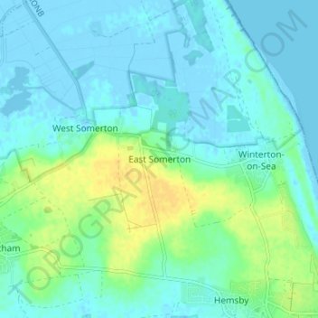 Topografische kaart East Somerton, hoogte, reliëf