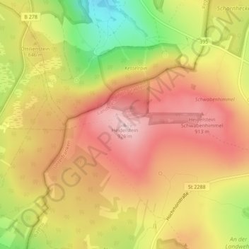 Topografische kaart Heidelstein, hoogte, reliëf