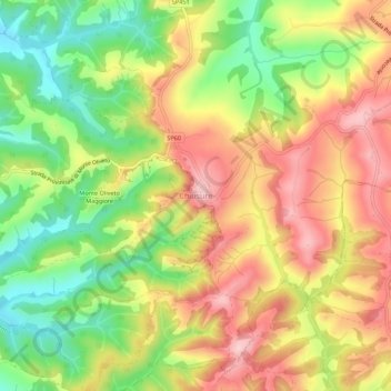 Topografische kaart Chiusure, hoogte, reliëf