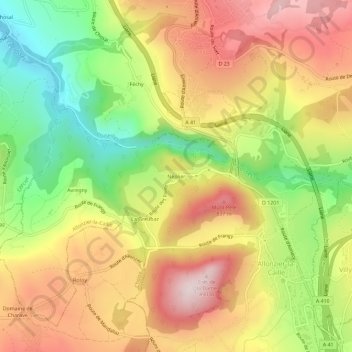Topografische kaart Néplier, hoogte, reliëf