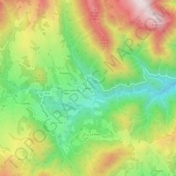 Topografische kaart Noce, hoogte, reliëf