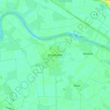 Topografische kaart Intschede, hoogte, reliëf
