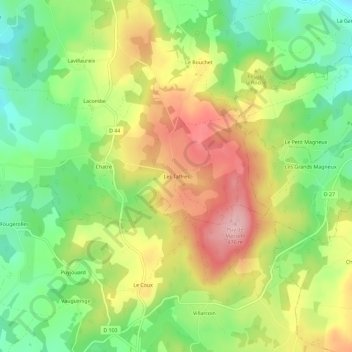 Topografische kaart Les Taffres, hoogte, reliëf