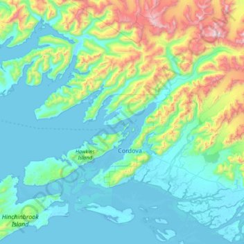 Topografische kaart Channel Islands, hoogte, reliëf