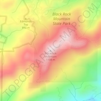 Topografische kaart Blackrock Mountain, hoogte, reliëf