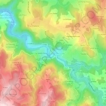 Topografische kaart La Chapelette, hoogte, reliëf