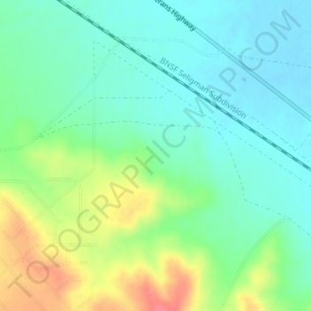 Topografische kaart Audley, hoogte, reliëf