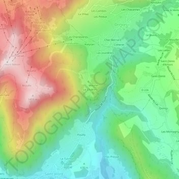 Topografische kaart Sur Châbles, hoogte, reliëf