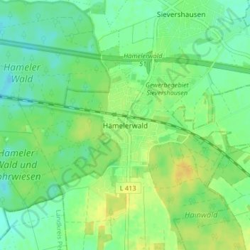 Topografische kaart Hämelerwald, hoogte, reliëf