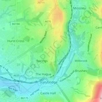 Topografische kaart Arlies, hoogte, reliëf