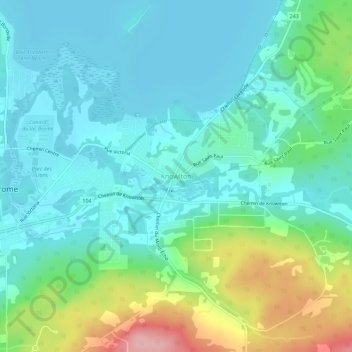 Topografische kaart Knowlton, hoogte, reliëf