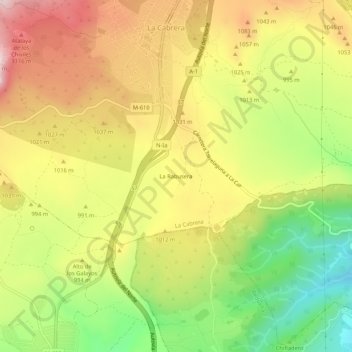 Topografische kaart La Rabusera, hoogte, reliëf