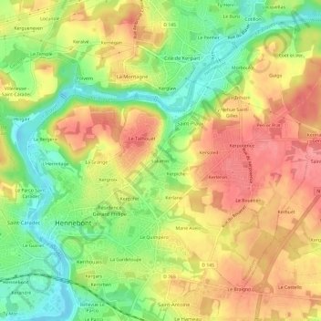 Topografische kaart Lalumec, hoogte, reliëf