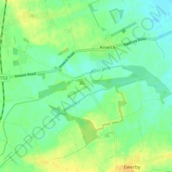 Topografische kaart Haverholme, hoogte, reliëf
