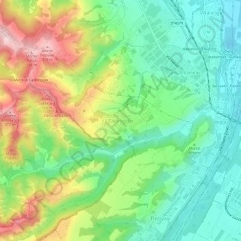 Topografische kaart Cadiroggio, hoogte, reliëf