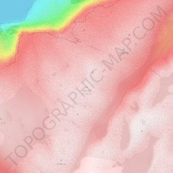 Topografische kaart Kjerag, hoogte, reliëf