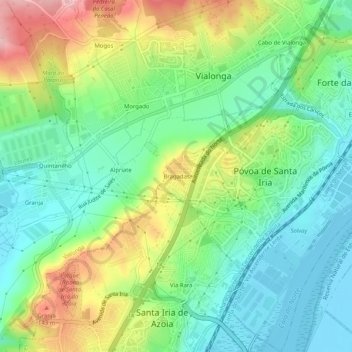 Topografische kaart Bragadas, hoogte, reliëf