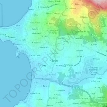 Topografische kaart Vilameán, hoogte, reliëf