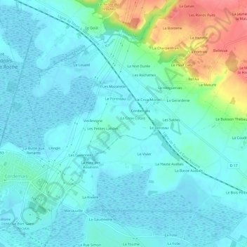 Topografische kaart La Papinais, hoogte, reliëf
