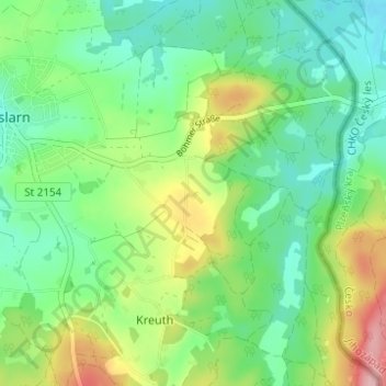 Topografische kaart Teufelstein, hoogte, reliëf