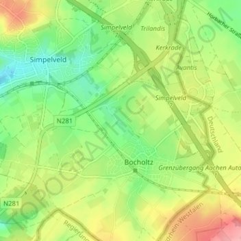 Topografische kaart Prickart, hoogte, reliëf