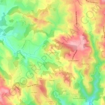Topografische kaart La Gente, hoogte, reliëf