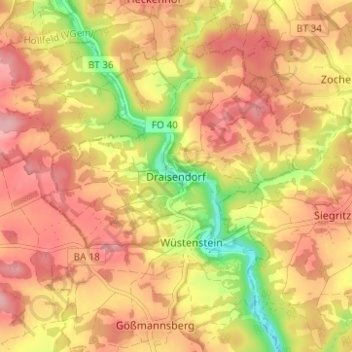 Topografische kaart Draisendorf, hoogte, reliëf