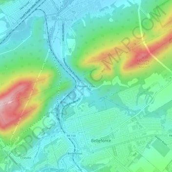 Topografische kaart Pleasant View, hoogte, reliëf