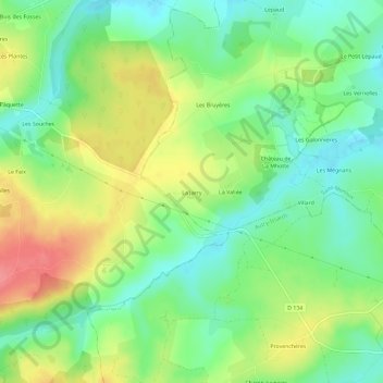 Topografische kaart La Jarry, hoogte, reliëf