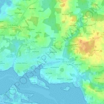 Topografische kaart La Madeleine, hoogte, reliëf