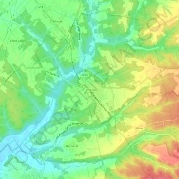 Topografische kaart Galleno, hoogte, reliëf