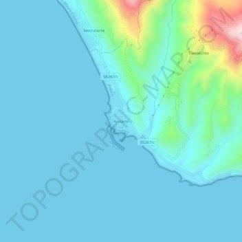 Topografische kaart Acciaroli, hoogte, reliëf