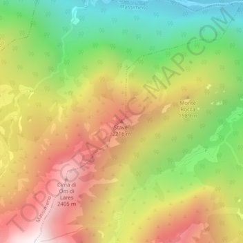 Topografische kaart Stavel, hoogte, reliëf