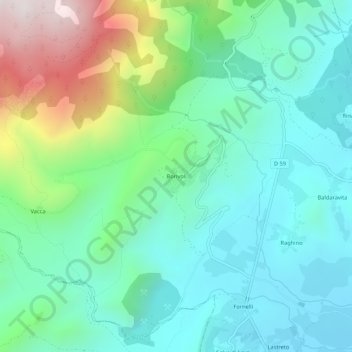 Topografische kaart Borivoli, hoogte, reliëf