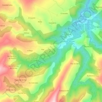 Topografische kaart Serrón, hoogte, reliëf