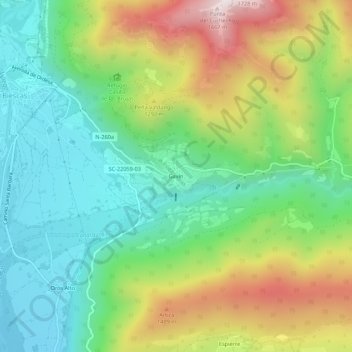 Topografische kaart Gavín, hoogte, reliëf