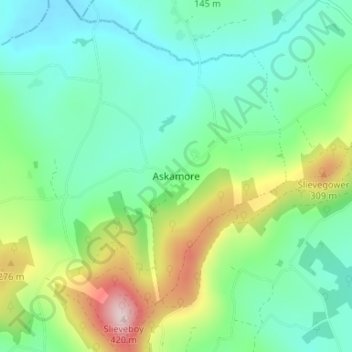 Topografische kaart Askamore, hoogte, reliëf