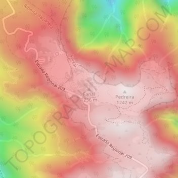 Topografische kaart Fanal, hoogte, reliëf