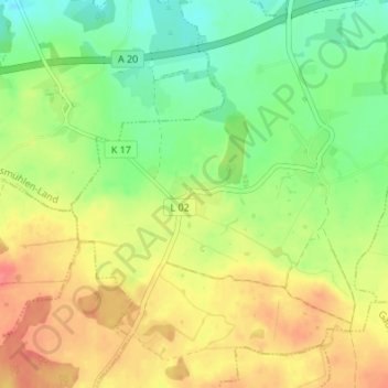 Topografische kaart Hanshagen, hoogte, reliëf
