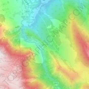 Topografische kaart Castrovalva, hoogte, reliëf