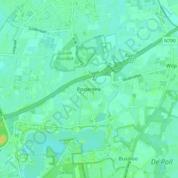 Topografische kaart Posterenk, hoogte, reliëf
