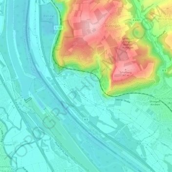Topografische kaart Istein, hoogte, reliëf