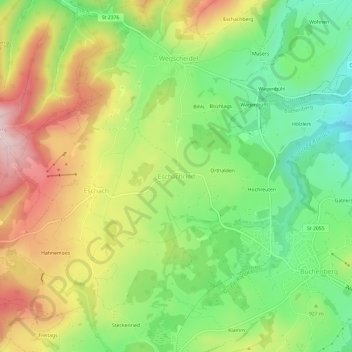 Topografische kaart Eschachried, hoogte, reliëf