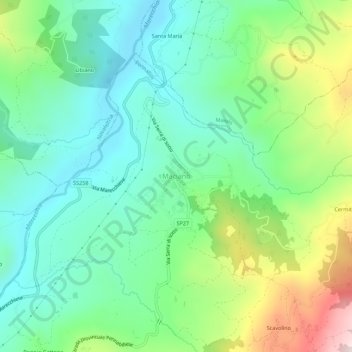 Topografische kaart Maciano, hoogte, reliëf