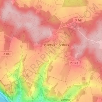 Topografische kaart Le Grand Chemin, hoogte, reliëf