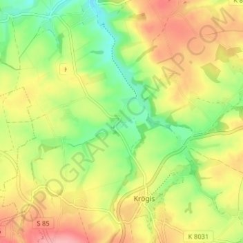 Topografische kaart Mauna, hoogte, reliëf