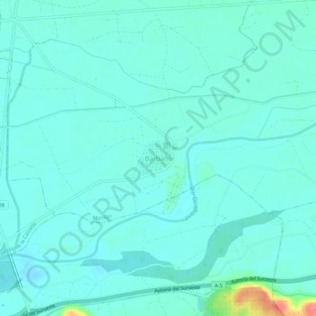 Topografische kaart Barbaño, hoogte, reliëf