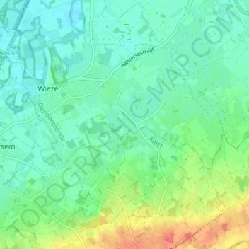 Topografische kaart Hanaarden, hoogte, reliëf