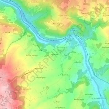 Topografische kaart Betoulles, hoogte, reliëf